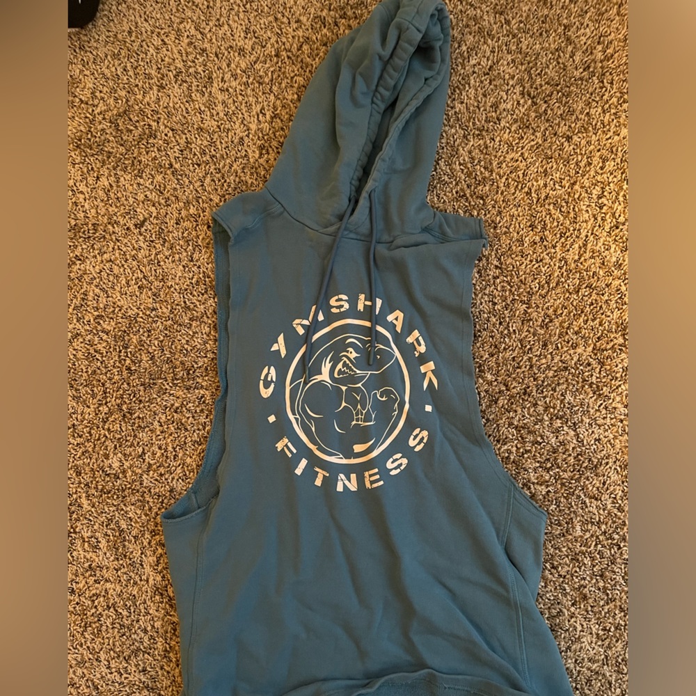 L Blue Sleeveless Gymshark Hoodie